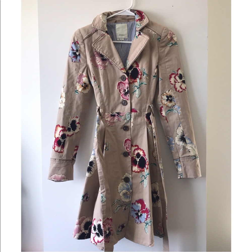 Elevenses pansy printed trench coat